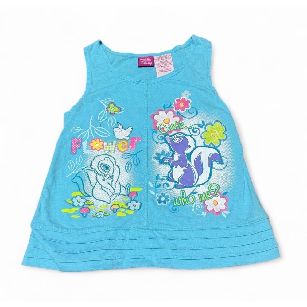 Vintage Disney Flower & Me Bambi Flower Skunk Girls Tank Tunic Size 7/8